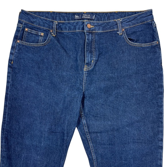 Boden Denim Turn Up Straight Jeans Dark Wash Sz US 20/22R Spring Summer Coastal - Picture 6 of 9